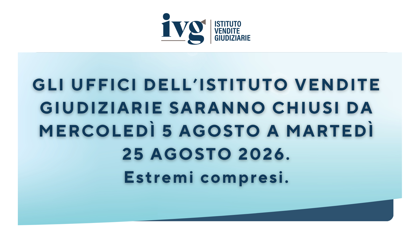 Chiusura estiva 2026